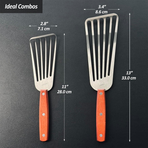 Fish Spatula Turner, Stainless Steel Slotted Spatulas Set - 3"X6"+4"X8"7