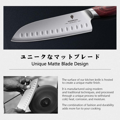 7 Inch Chef Santoku Knife, High Carbon 10Cr15Mov Stainless Steel8