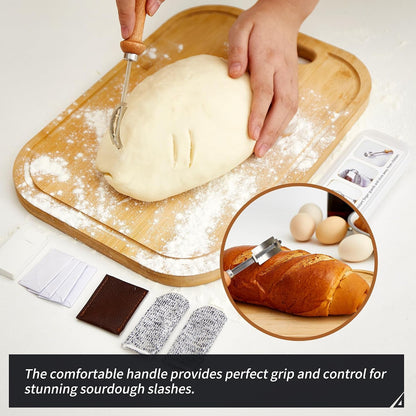 Bread Lame Sourdough Scoring Tool - Dough Scorer Cutter Knife with 10 Stainless Steel Razor Blades, Finger Sleeves and Protective Cover, Essential Baking Supplies for French Baguttes & Homemade Bread7