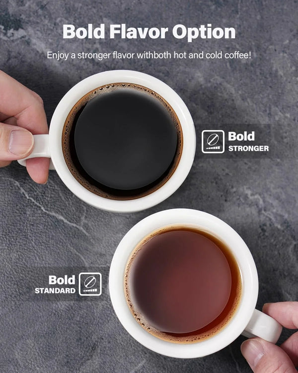 Coffee Maker Hot & Iced with Bold Setting,Single Serve Coffee Maker for K Cup and Grounds,52 Oz Removable Water Tank,6-14 Oz Brew Sizes,One Cup Kcup Coffee Machine with Reusable Filter,(Black)6