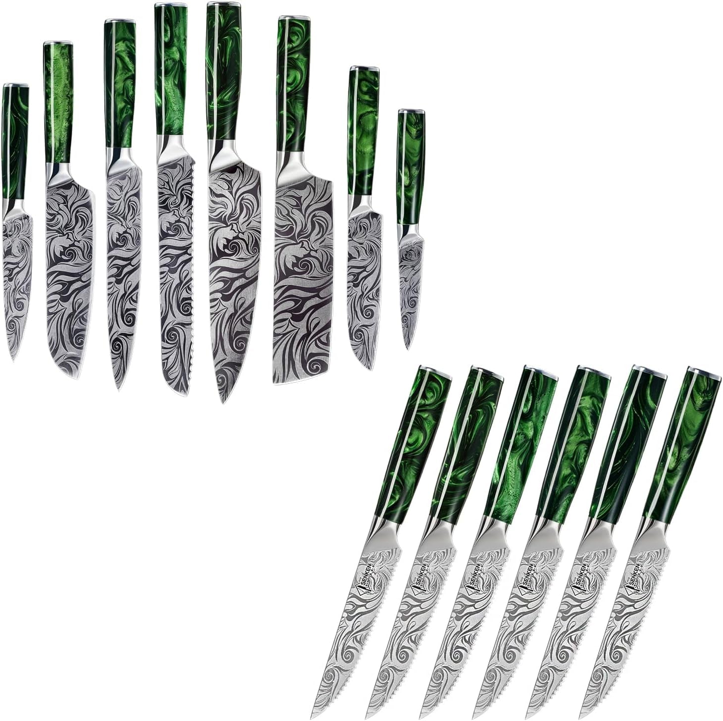 senken-14-piece-wasabi-japanese-kitchen-knife-set-8-piece-chef-knife-set-with-6-matching-serrated-steak-knives