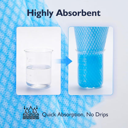 60Pack Disposable Dish Cloths for Kitchen,13.8X15.7"Cleaning Wipes | Disposable Cleaning Cloths, Daily Cleaning Towels for Bathroom, Office (Blue)5