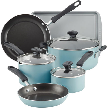 Cookstart Aluminum Diamondmax Nonstick Cookware Set, Kitchen Essentials, 15-Piece, Aqua1