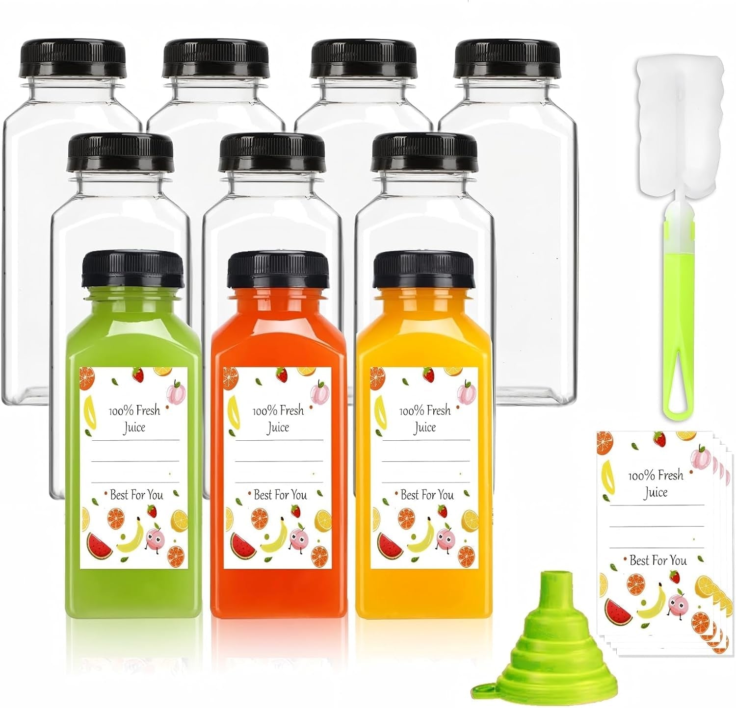 12oz-10pcs-plastic-juice-bottles-with-caps-reusable-leakproof-for-juicing