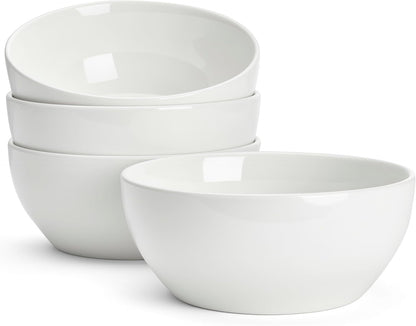Large Soup Bowls Set of 4, 24 Oz White Ceramic Bowls for Soup, Ramen, Pasta & Salad, Deep Porcelain Serving Bowls, Microwave & Dishwasher Safe1
