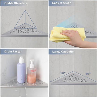 Brushed Nickel 10" Corner Shower Shelves for Tiled Walls, 2 Pack8
