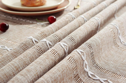 60 X 84 Inches Farmhouse Style Linen Tablecloths, Wrinkle Resistant Washable Dining Room Table Cloths for Rectangle Tables - Hemstitch Light Coffee6