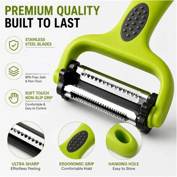 3-In-1 Vegetable Fruit Peeler Multifunction Slicer Grater, Stainless Steel Kitchen Tool for Potato Carrot Cucumber Melon (1 or 5 Pack)(5Pcs)2