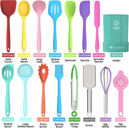 Silicone Kitchen Utensils Set, 16-Piece Silicone Cooking Utensils by8