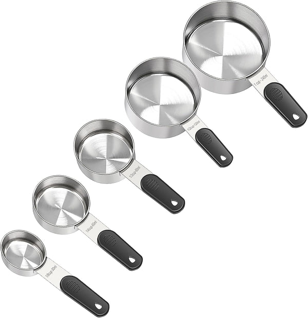 Magnetic Handles 5 Piece Stainless Steel Measuring Cups, Black, Kitchen Gadgets for Measure Liquid and Dry Ingredients, Cooking & Baking4