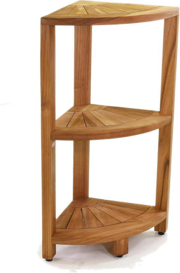 Kai-Petite 12" Teak Corner Shelf Stand, 3 Tier Shower Stand1