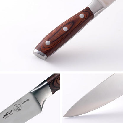 Avanta Forged 3-Piece Pakkawood Starter Set - German X50 Stainless Steel - Includes 8” Chef’S Knife, 6” Utility Knife & 3” Paring Knife4