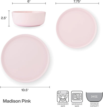 Madison Misty Pink Bone China Dinnerware Set, 12-Piece Service for 4, Includes Dinner Plates, Salad Plates and Cereal Bowls, Dishwasher Safe4