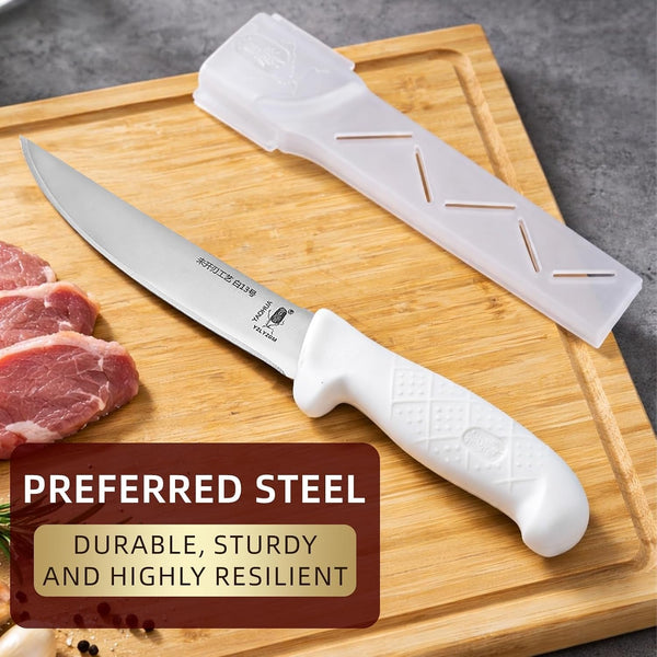Boning Knife 6.5 Inch，Stainless Steel Fillet Knife for Meat Cutting Deboning Slicing,Flexible Blade, White anti Slip Handle4