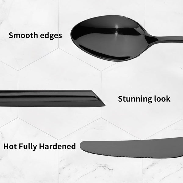 Bailey Black 20-Piece Forged Stainless Steel Flatware Set Cutlery Set, Service for 4, Silver Finish, Dishwasher Safe3