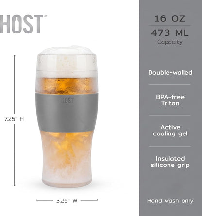 Freeze Beer Glasses, Freezable Beer Gifts for Men, Double Wall Insulated Pint Set, Tumbler for Cold Drinks, 16, Set of 2, Gray3
