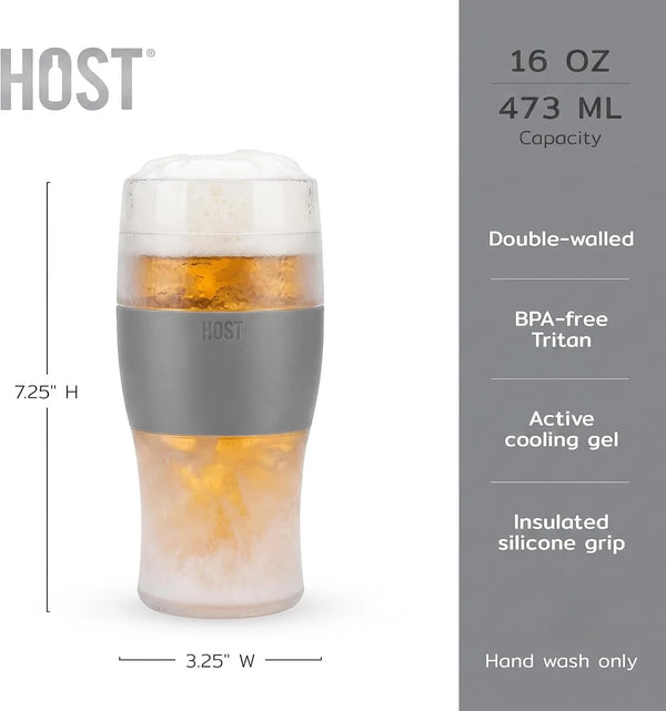 Freeze Beer Glasses, Freezable Beer Gifts for Men, Double Wall Insulated Pint Set, Tumbler for Cold Drinks, 16, Set of 2, Gray3