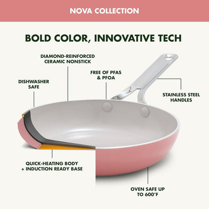 Nova 10-Piece Cookware Pots & Pans Set, Oprah’S Favorite Things 2024, Pfas-Free Ceramic Nonstick, Fry, Sauté, Stockpot, Utensils, Lids, Induction Suitable, Dishwasher & Oven Safe, Coral5