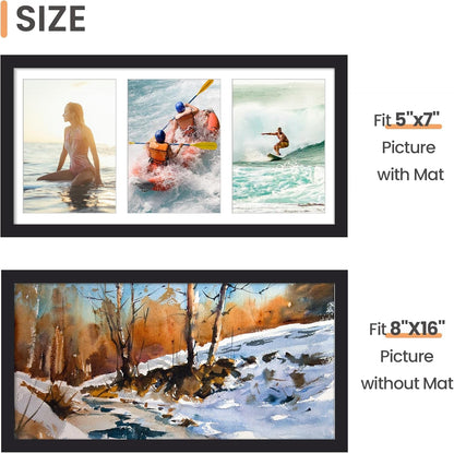 8X16 Collage Frames, 3 Picture Frame 5X7, Black, 1 Pack3