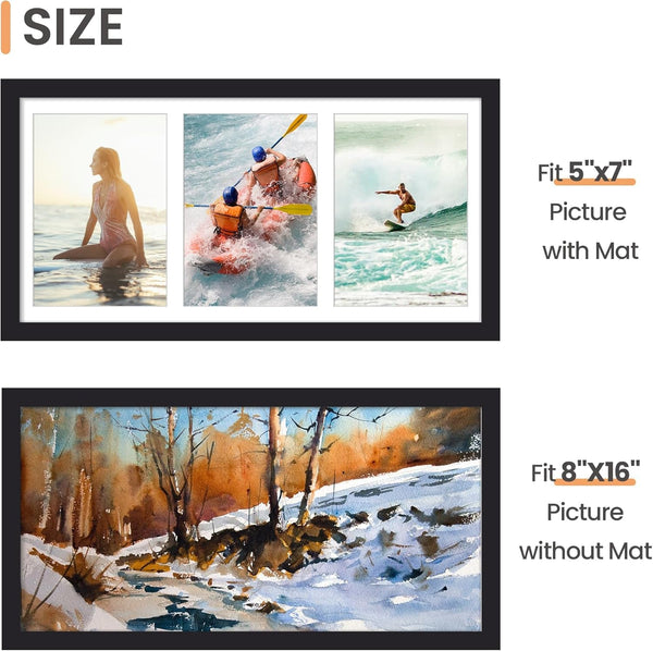 8X16 Collage Frames, 3 Picture Frame 5X7, Black, 1 Pack3