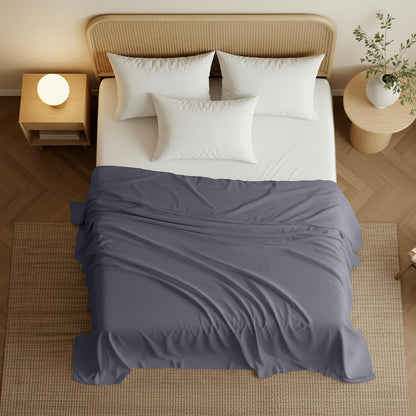 Queen Size Flat Sheet Only, Ultra Soft & Breathable Hotel Sheets, Grey3
