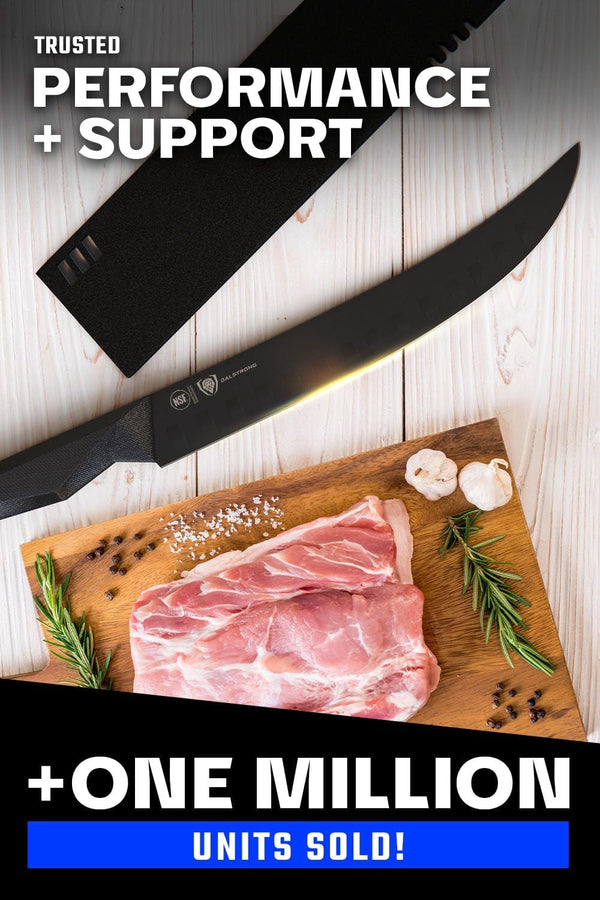 Butcher Knife - 10 Inch - Shadow Black Series - Black Titanium Nitride Coated - High Carbon 7CR17MOV-X Vacuum Treated Steel - Breaking Kitchen Knife - Sheath - Slicing Knife - NSF Certified6