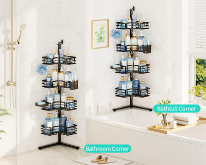 Corner Shower Caddy Stand - 4-Tier Adjustable Shower Shelves, Black4