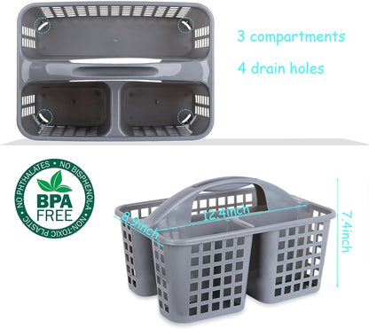 Portable Shower Caddy Basket Plastic Storage Basket with Compartments Grey5