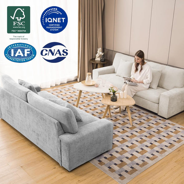 71.25" Chenille Loveseat Sofa, Beige, Modern Couch for Living Room7