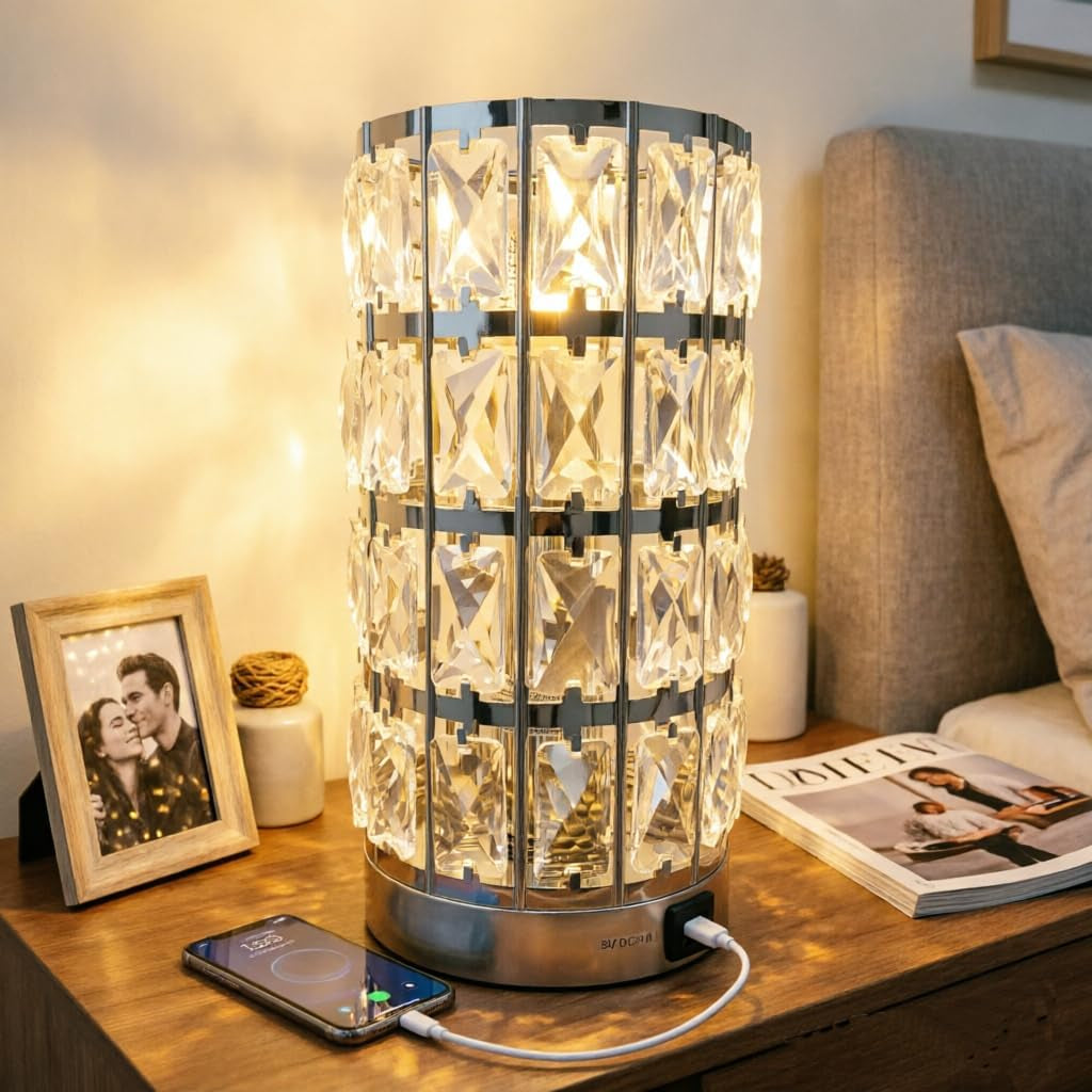 cylinder-crystal-table-lamp-chrome-warm-glow-usb-ports-led-bulb