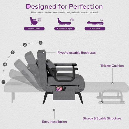Sleep Chair, Folding Sleeper Chairs for Adults (Dark Grey)5
