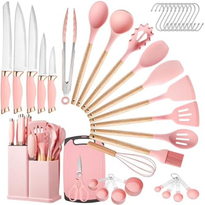 kitchen-utensils-set-37-piece-cooking-utensils-and-knife-set-pink