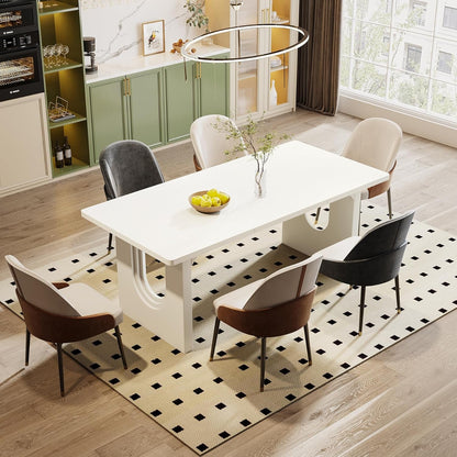 Tribesigns Modern Dining Table for 6 to 8 People, 71" Large Kitchen Dining Table with Wood Pedestal Base, Rectangular Long Dinner Table for Kitchen, Dining Room, Living Room, White3