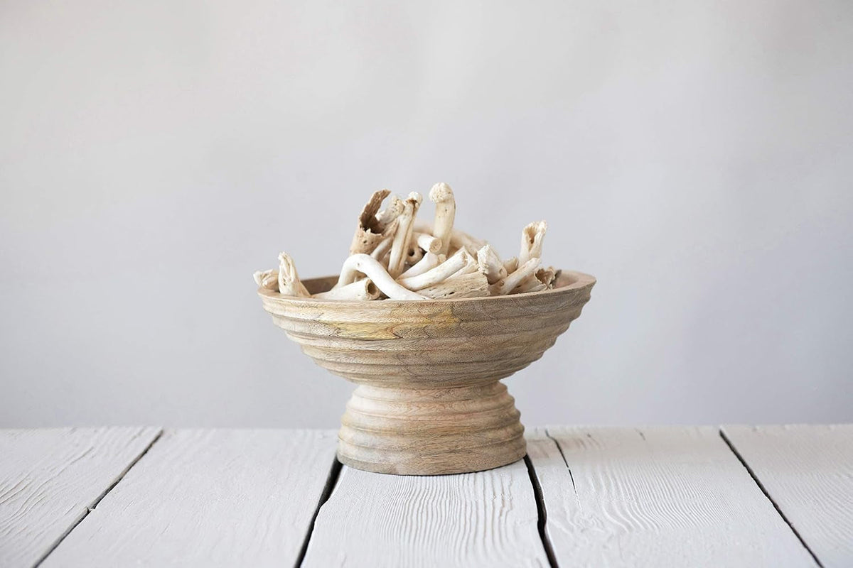 creative-co-op-ridged-mango-wood-footed-bowl-brown