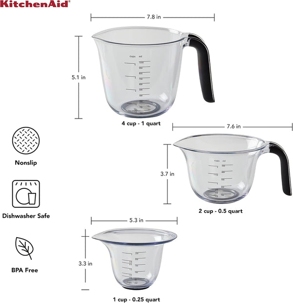 Kitchenaid KQ298OSOBA Gourmet Set of 3 Measuring Jugs, Onyx2