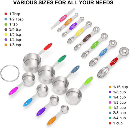 Stainless Steel Measuring Cups and Spoons Set of 162