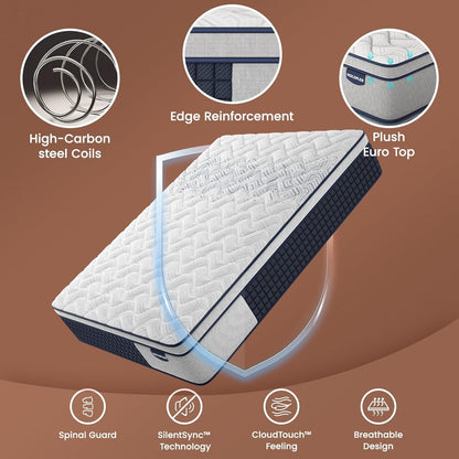 Medium Firm Queen Mattress 12 Inch Hybrid Mattress Extra Support Pain Relief Cooling Bed in a Box, Pressure Relief & Back Pain- 365 Nights Trial, 10 Years Warranty, Fiberglass-Free8