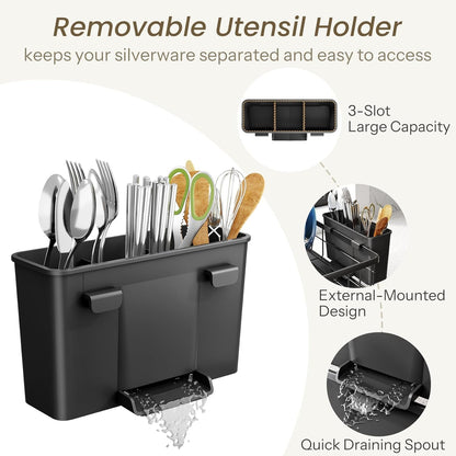 Dish Drying Rack for Small Kitchen Counter, 11" W X 15" L, Black9
