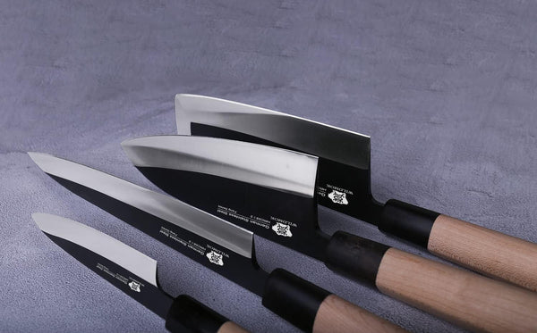 Set of 4 GYUTO Sushi Chef Knives-Yanagiba-Deba-Nakiri-Utility Kitchen Knife, Fish Slicing Filleting Knife Sets with German Steel Blade & Traditional Wooden Handle4