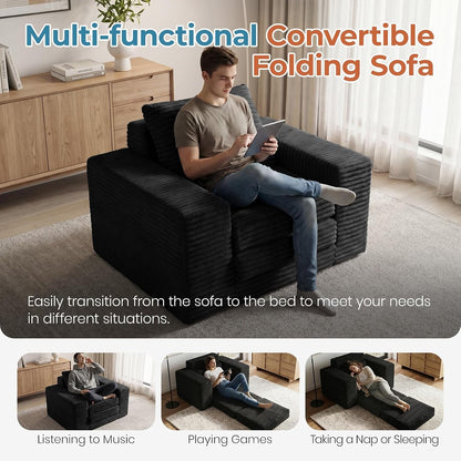 45" Boneless Sleeper Chair Bed, Fold Out Floor Sofa, Corduroy6