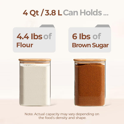 Flour Sugar Storage Containers 4 Qt, Set of 2 Glass Flour Container3