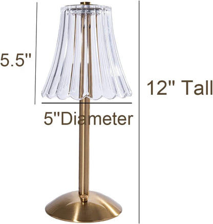 Cordless Table Lamps for Home,Table,Dining Room, Gold Rechargeable Lamps, USB Charge 12'' Tall LED Brass Portable Outdoor Indoor Table Lamp with Built-In Dimmer (Pack2 Gold Flower Lamp)8