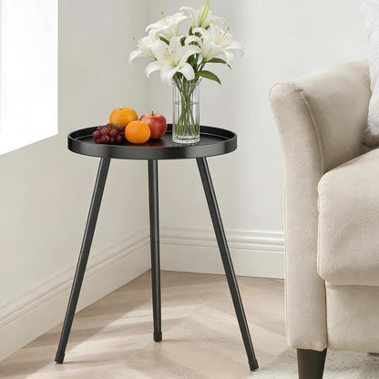 Small round Side Table, Black Metal End Table Night Stand for Bedroom Living Room Office4