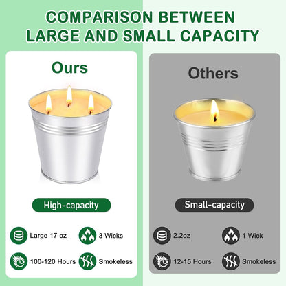 Citronella Candles Outdoor - Large 34Oz Citronella Candle for Patio up to 200 Hours Burning, 3-Wick Summer Outdoor Candles Bulk for Home,2Pcs Soy Wax Candle for Garden Camping Party Yard Balcony3