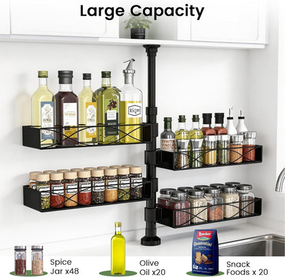 Spice Rack Organizer Tension Pole, 4-Tier Adjustable Spice Organizer3