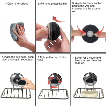 3In1 Suction Cup Shower Caddy Bath Wall Shelf + Soap Dish Holder for Large Shampoo Shower Gel Holder Bathroom Storage - Rustproof Stainless Steel8