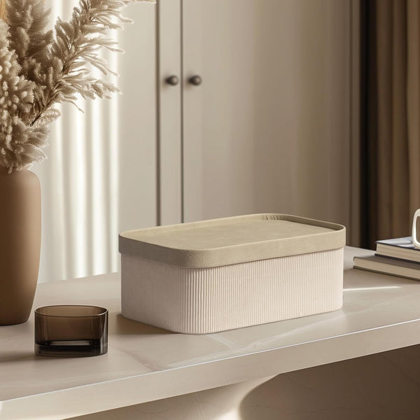 Decorative Storage Boxes with Lids Faux Leather, 3 Pack2