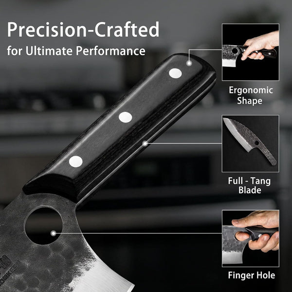 Cleaver Knife 7 Inch, Ultra Sharp German 1.4116 Stainless Steel Kitchen Knife for Vegetables, Meat, Fish & Poultry Bones, Cooking Gift for Men & Women5