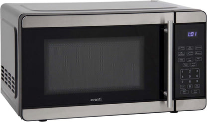 Microwave Oven 700-Watts Compact with 6 Pre Cooking Settings, Speed Defrost, Electronic Control Panel and Glass Turntable, 0.7-Cu.Ft., Metallic | 6 Pre Cooking Settings, Speed Defrost, Electronic Control Panel and Glass Turntable, 0.7-Cu.Ft1