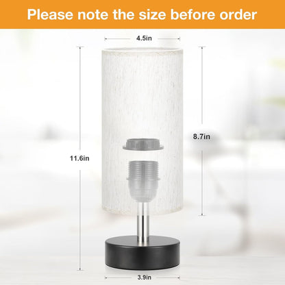 Small Table Lamp for Bedroom - Bedside Lamps for Night Stands | Bulb Not Included | Minimalist Desk Lamp | Linen Fabric Shade | for Living Room | for Dorm | 11.6" Inline Control5